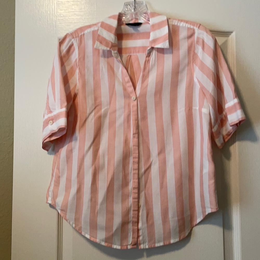 Jcrew pink and white top